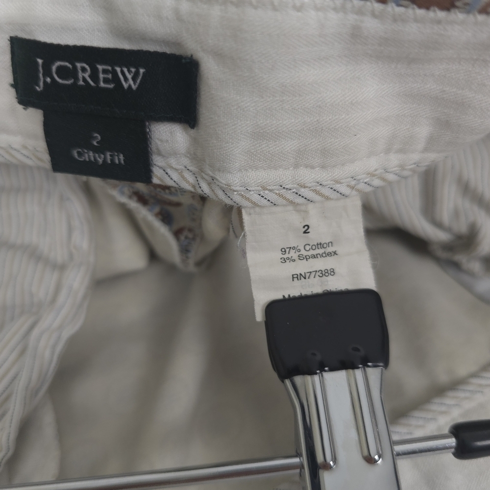 J.Crew City Fit Boho Print Pants Size 2 Cotton Sateen Straight Crop Brown - Picture 7 of 11